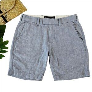 Abercrombie & Fitch Women's Linen Blend Shorts Size 28 Blue White Vacation